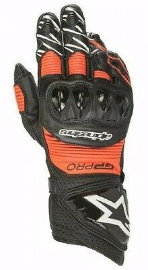 Alpinestars GP PRO R3 Black Red Fluo (1030) Glove Leather Motorcycle Race Gloves