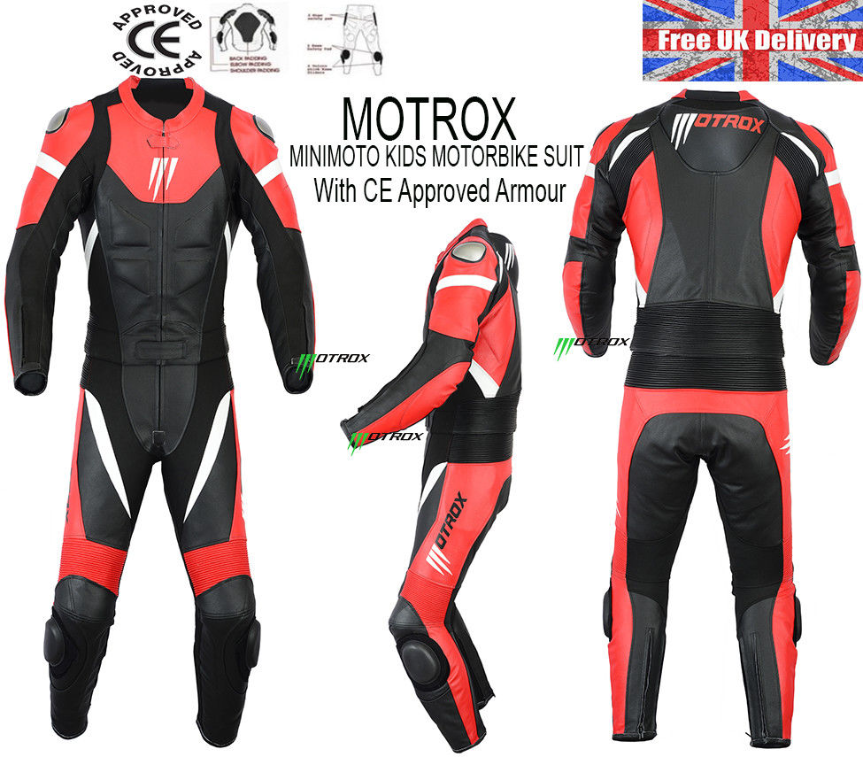 Motrox Kids & Adults Motorbike Motorcycle Mini Moto Leather Suit With CE Armors 